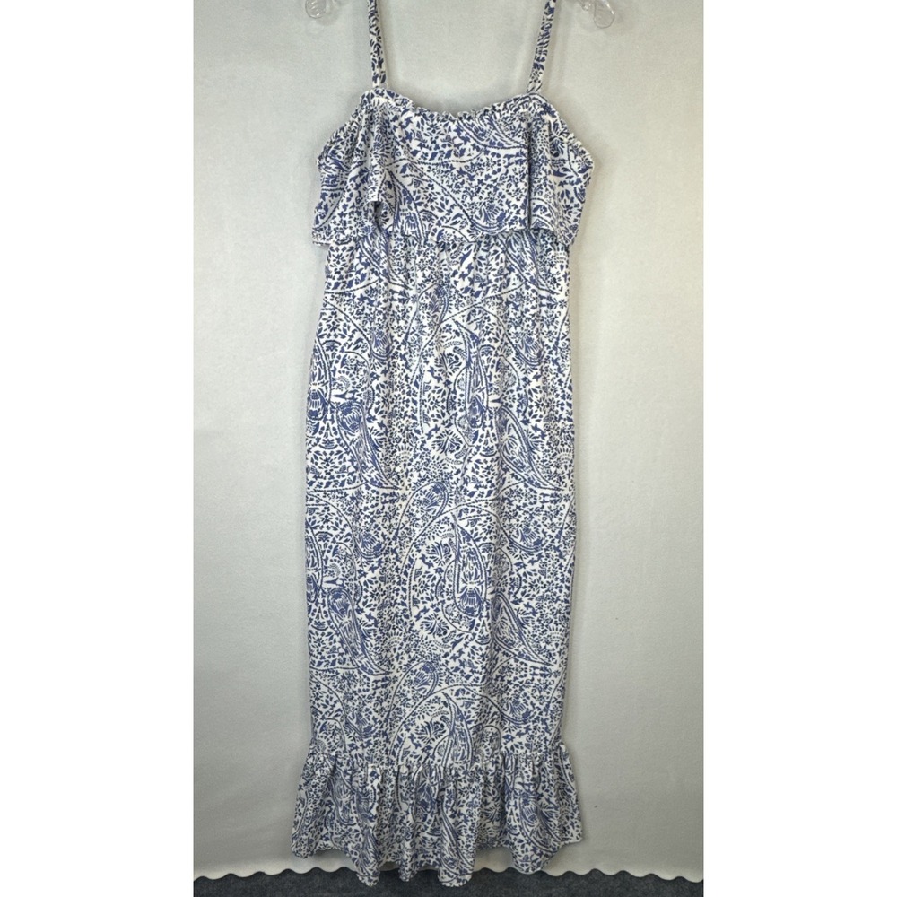 Motherhood Maternity Coastal Boho Maxi Dress S Blue Paisley